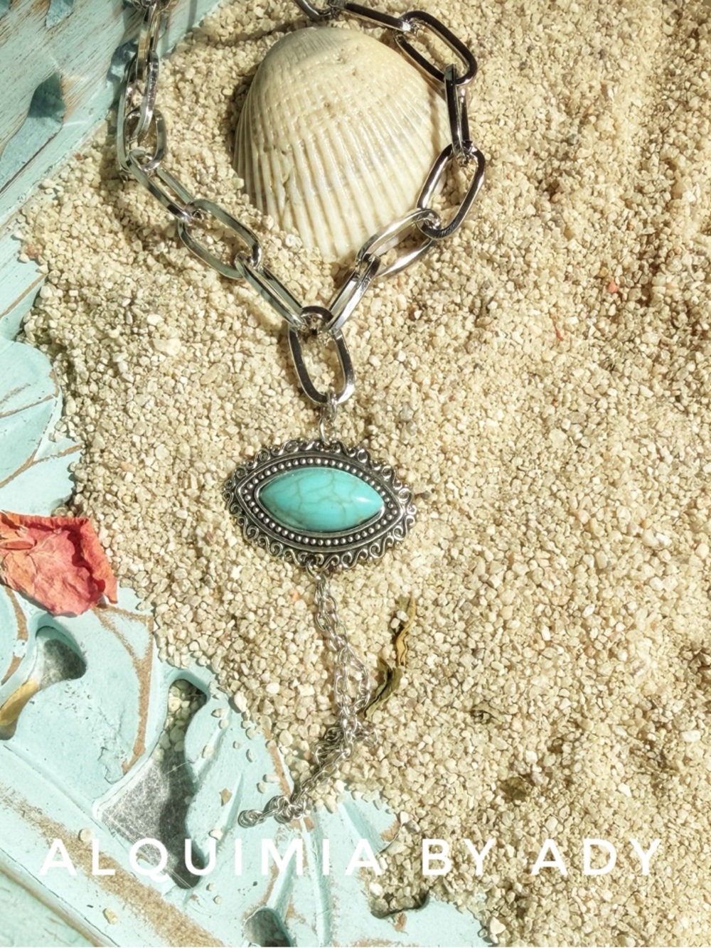 Alquimia Silver Chain Bracelet with Turquoise Marquise Stone